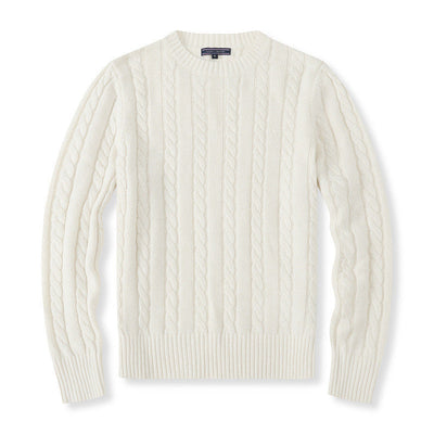 Women’s Cable Knit Sweater | Classic Cotton Crewneck Jumper