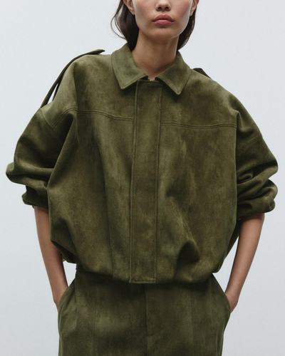 Women’s Suede Leather Jacket | Oversized Warm Winter Coat