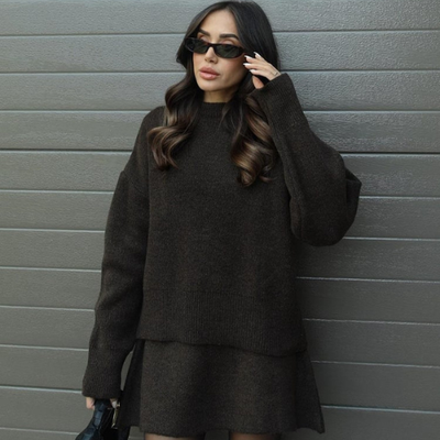 Women’s Knit Co-ord Set | Long Sleeve Top & Skirt