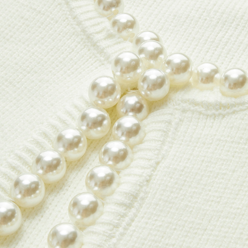 Women’s Pearl Trim Cardigan | Ripped Hem Knit Sweater