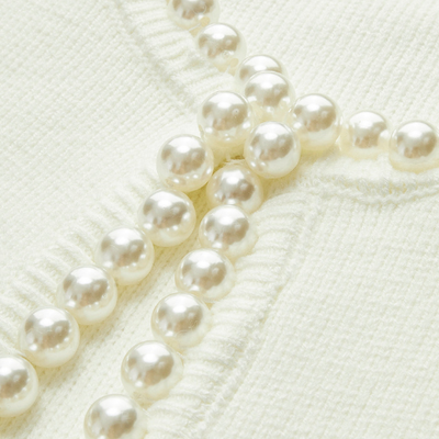 Women’s Pearl Trim Cardigan | Ripped Hem Knit Sweater