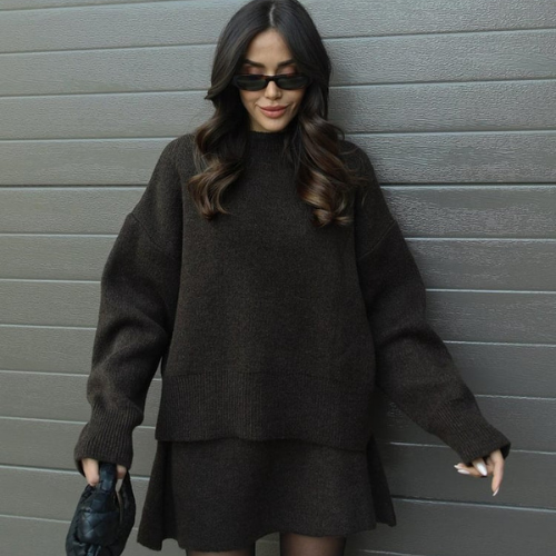 Women’s Knit Co-ord Set | Long Sleeve Top & Skirt