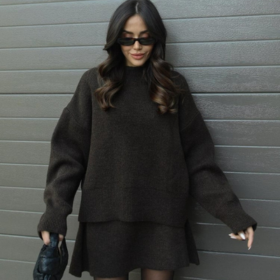 Women’s Knit Co-ord Set | Long Sleeve Top & Skirt