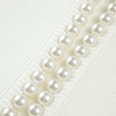 Women’s Pearl Trim Cardigan | Ripped Hem Knit Sweater