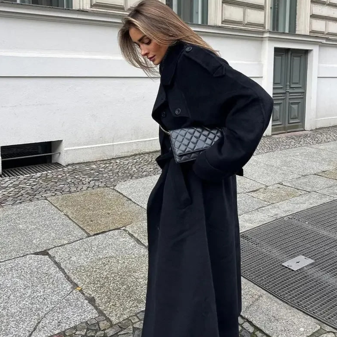 Women’s Oversized Wool Coat | Long Double Breasted Winter Jacket