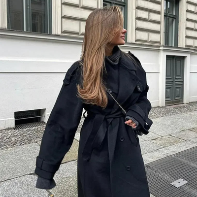 Women’s Oversized Wool Coat | Long Double Breasted Winter Jacket