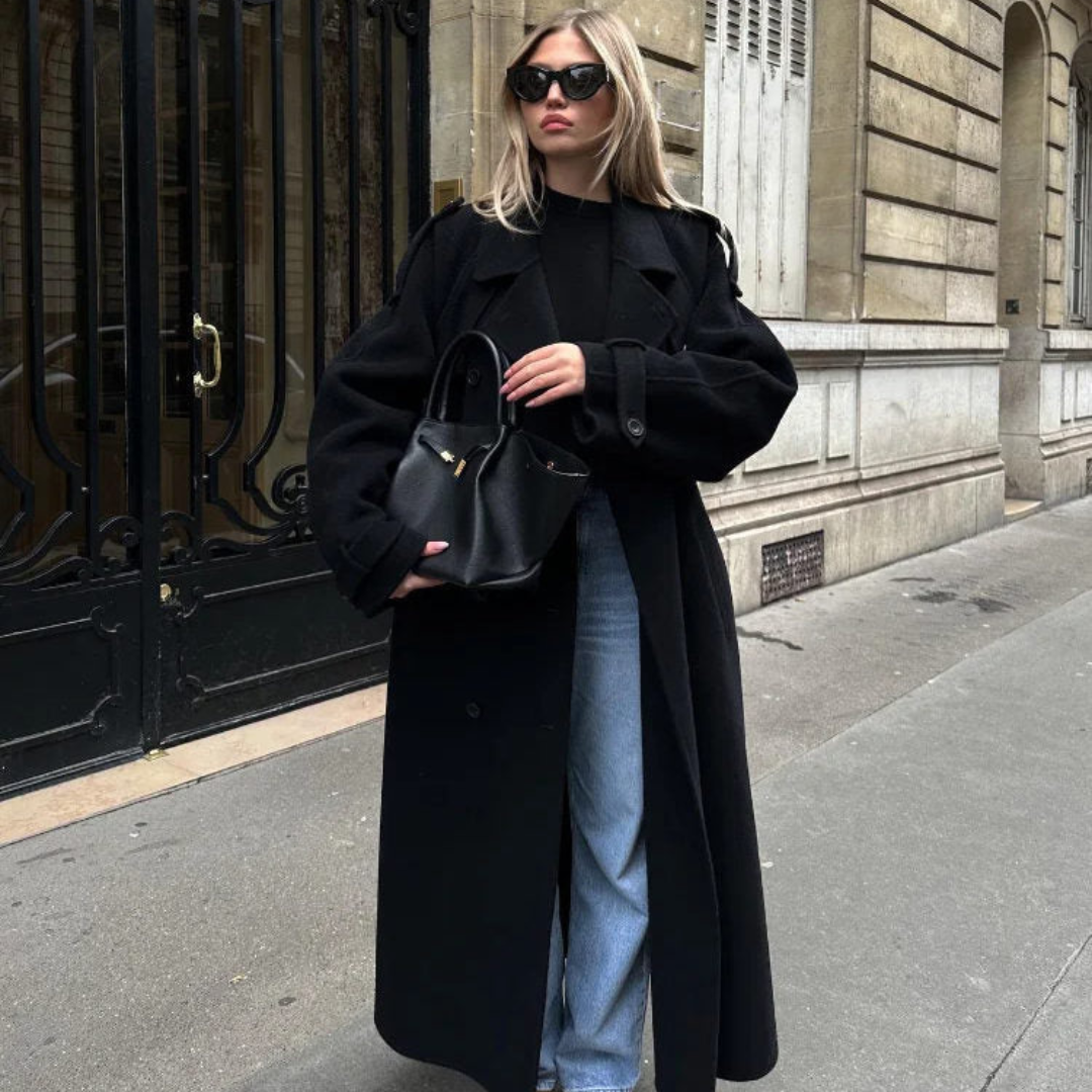 Women’s Oversized Wool Coat | Long Double Breasted Winter Jacket