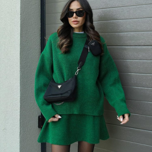 Women’s Knit Co-ord Set | Long Sleeve Top & Skirt