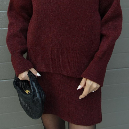 Women’s Knit Co-ord Set | Long Sleeve Top & Skirt