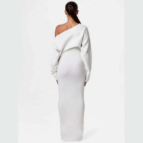 Women’s Off Shoulder Knit Maxi Dress | Stretchy & Elegant