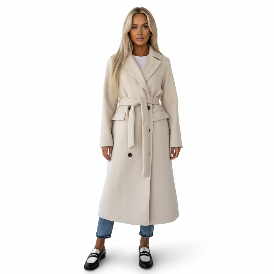 Women’s Long Belted Coat | Double Breasted Winter Trench