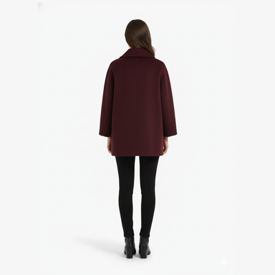 Women’s Cropped Wool Trench Coat | Oversized Double Breasted Jacket