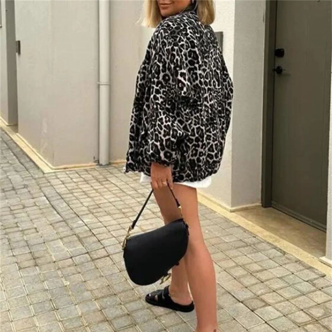 Women’s Leopard Print Bomber Jacket | Trendy Lightweight Outerwear