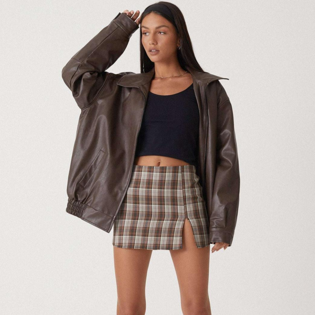 Women’s Oversized Leather Jacket | PU Faux Leather Biker Style