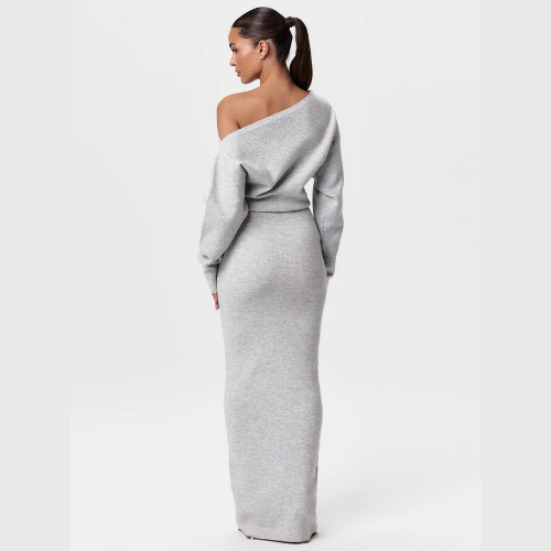 Women’s Off Shoulder Knit Maxi Dress | Stretchy & Elegant