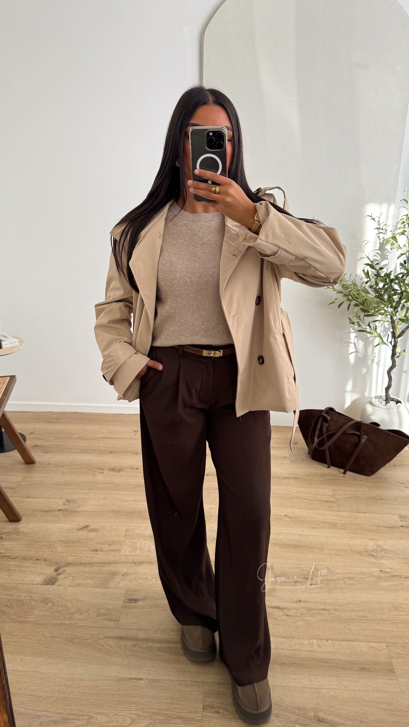 Women’s Short Trench Coat | Double Breasted Belted Jacket