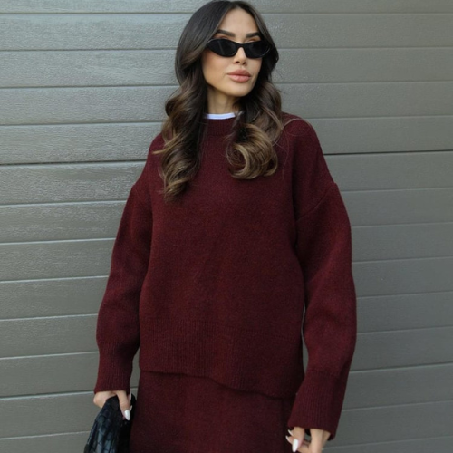 Women’s Knit Co-ord Set | Long Sleeve Top & Skirt