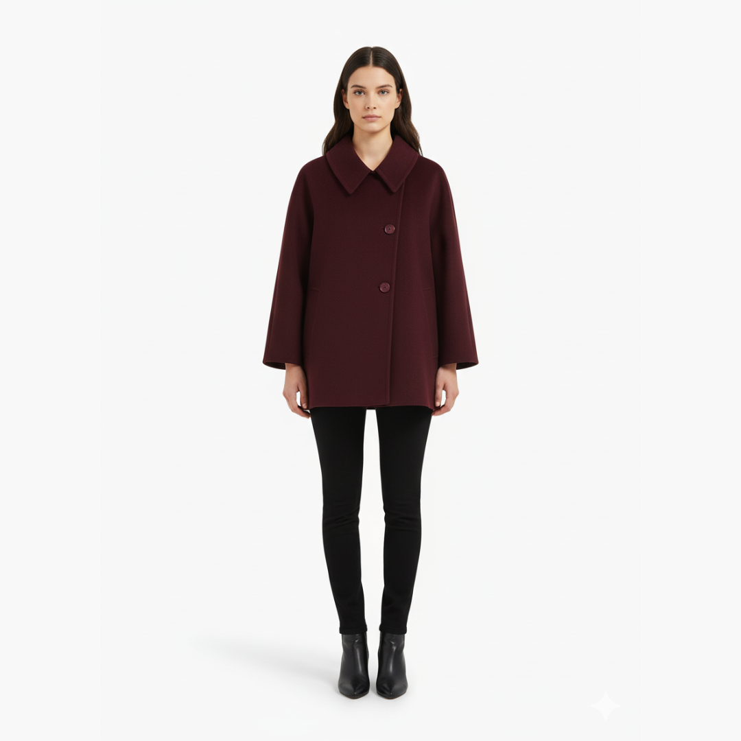 Women’s Cropped Wool Trench Coat | Oversized Double Breasted Jacket