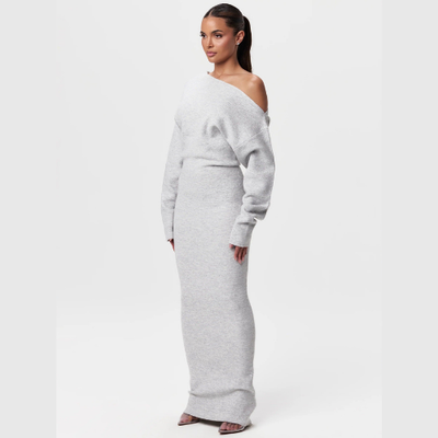 Women’s Off Shoulder Knit Maxi Dress | Stretchy & Elegant