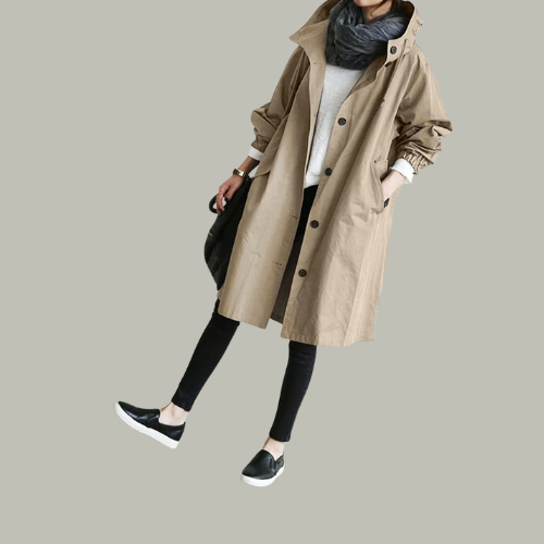 Women’s Waterproof Trench Coat with Hood | Lightweight & Windproof