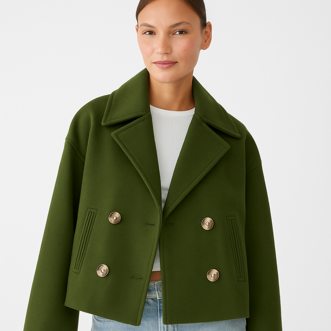 Women’s Short Wool Blend Coat | Double Breasted Winter Jacket