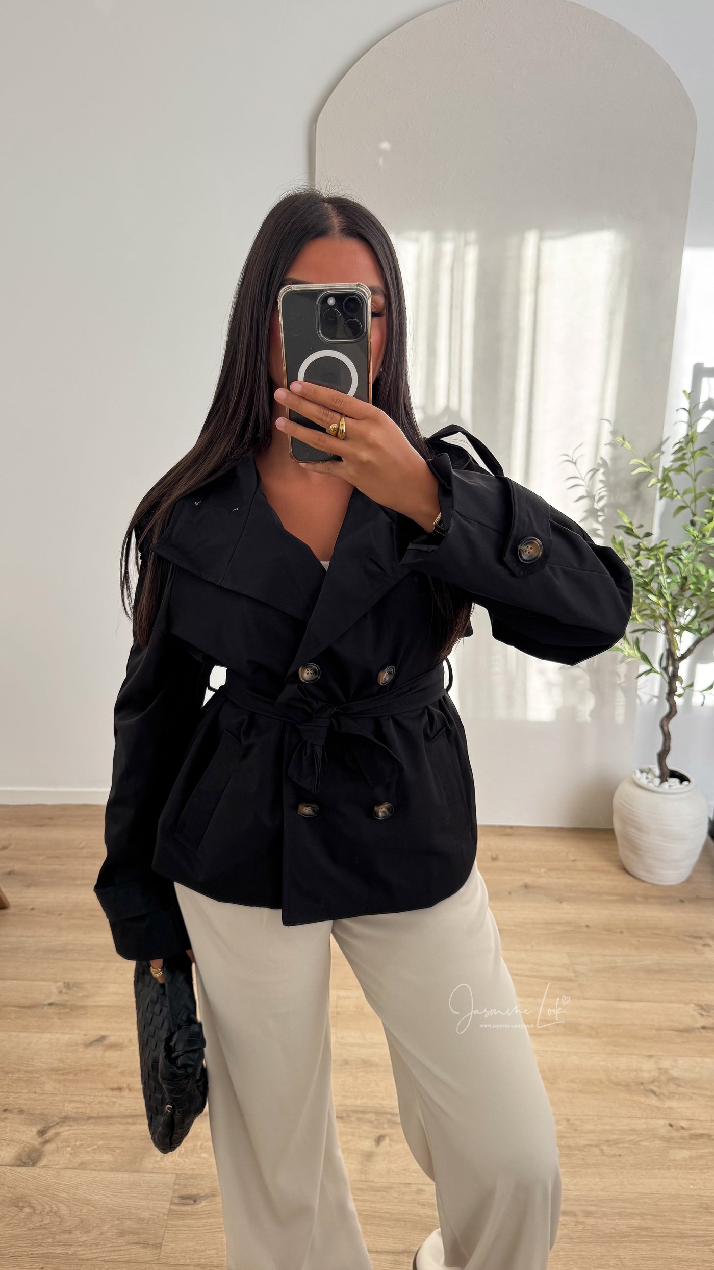Women’s Short Trench Coat | Double Breasted Belted Jacket