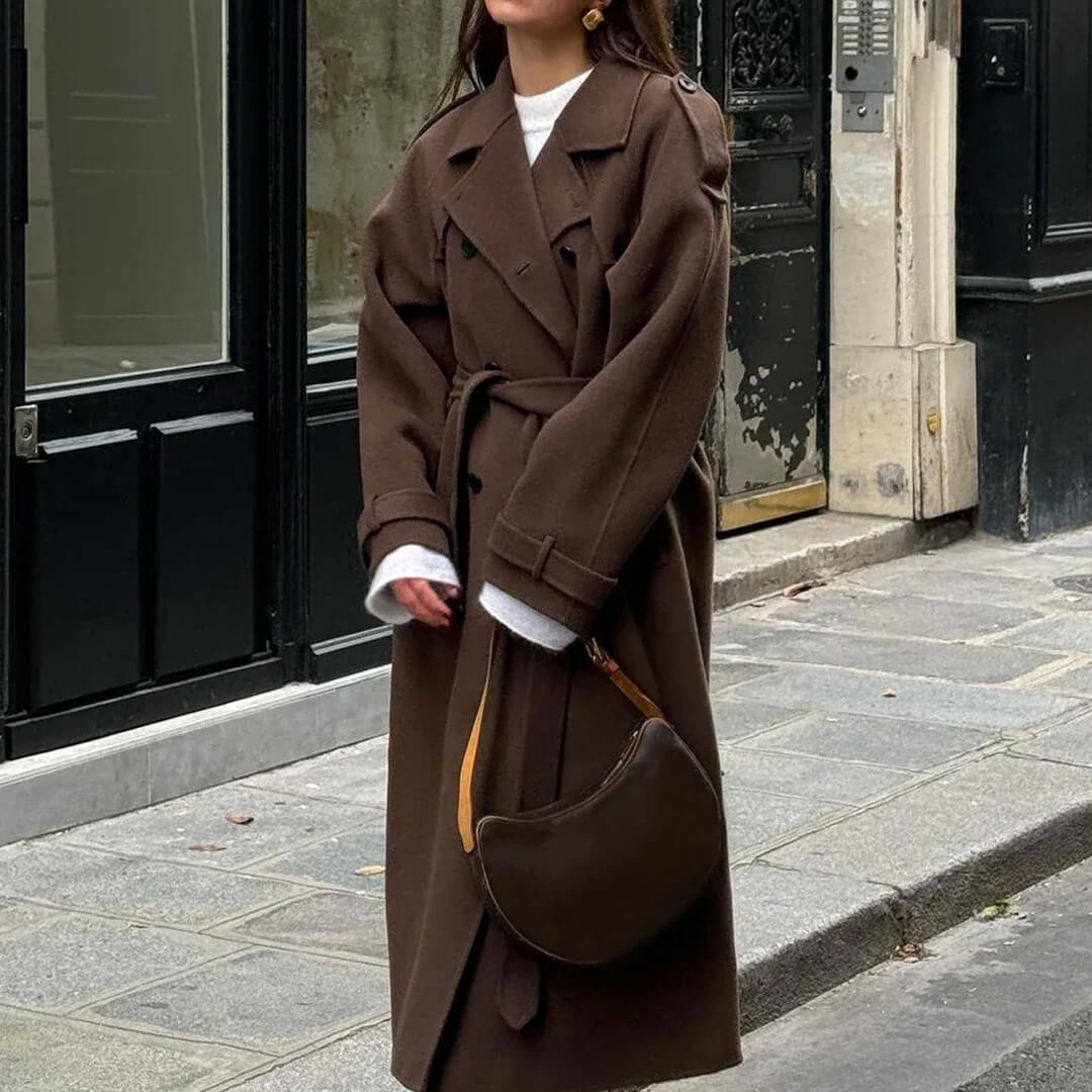 Women’s Long Trench Coat | Belted Classic Winter Jacket