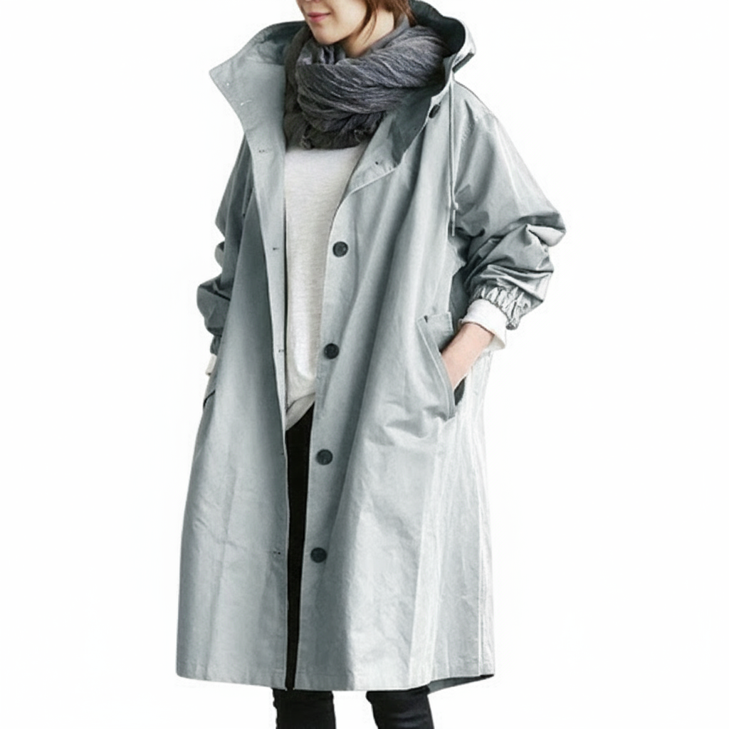 Women’s Waterproof Trench Coat with Hood | Lightweight & Windproof