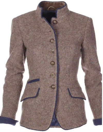 Women’s Long Sleeve Jacket | Solid Colour Casual Coat