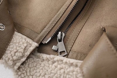 Women’s Fleece Lined Suede Jacket | Warm Biker Style Coat