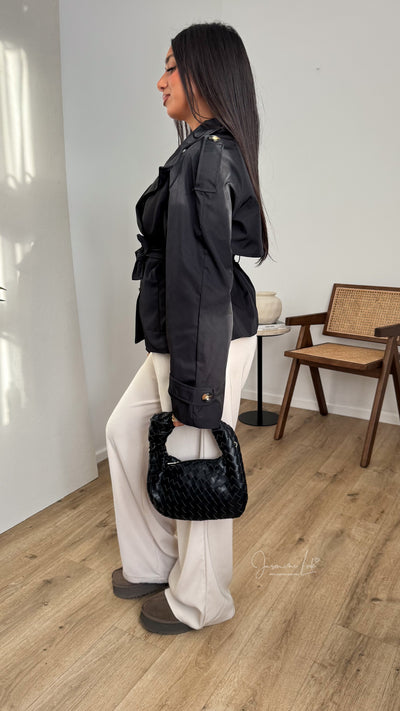 Women’s Short Trench Coat | Double Breasted Belted Jacket