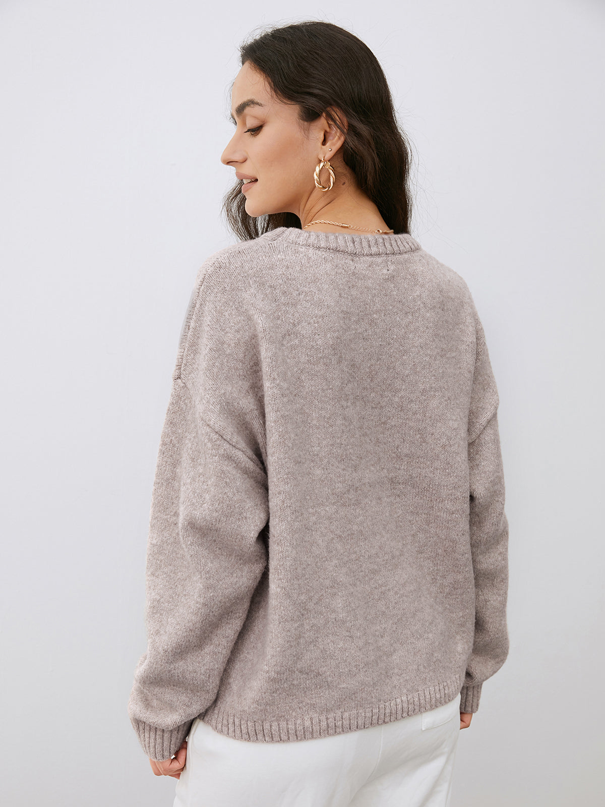 Women’s Wool Crewneck Sweater | Drop Shoulder Knit Pullover