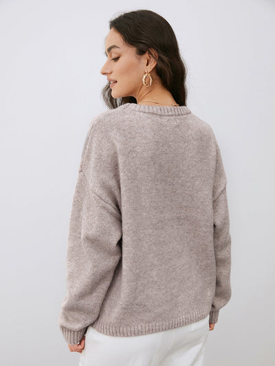 Women’s Wool Crewneck Sweater | Drop Shoulder Knit Pullover