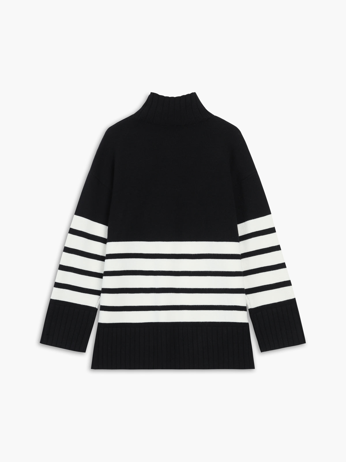 Women’s Striped Mock Neck Sweater | Soft Knit Long Sleeve Pullover