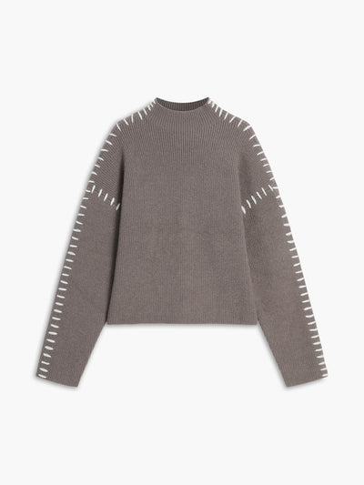 Women’s Oversized Mock Neck Sweater | Soft Ribbed Knit Pullover