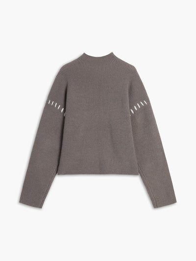 Women’s Oversized Mock Neck Sweater | Soft Ribbed Knit Pullover