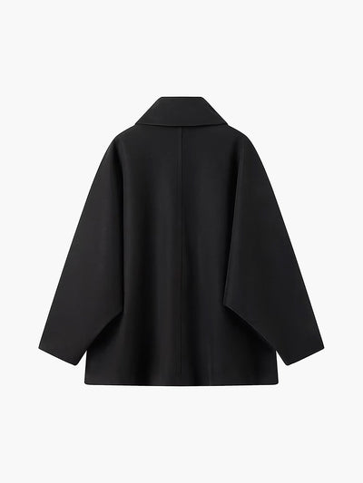 Women’s Cropped Wool Trench Coat | Oversized Double Breasted Jacket