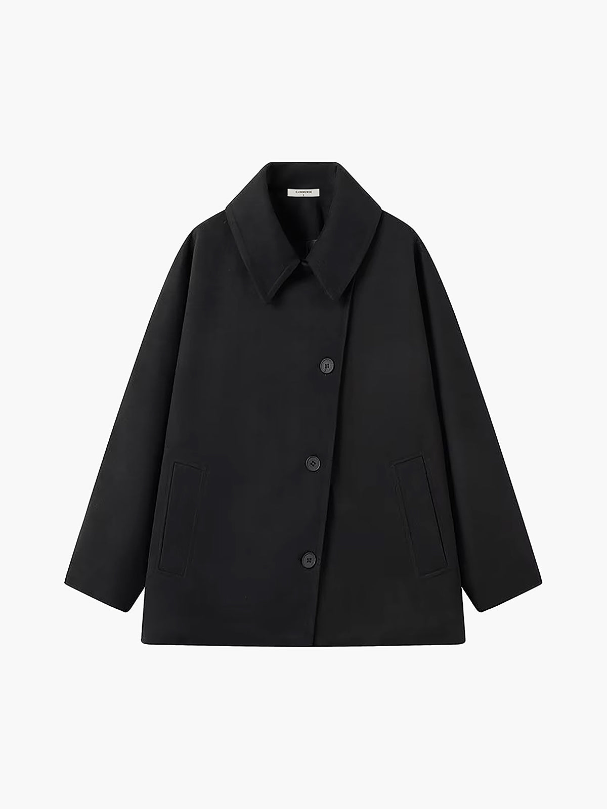 Women’s Cropped Wool Trench Coat | Oversized Double Breasted Jacket