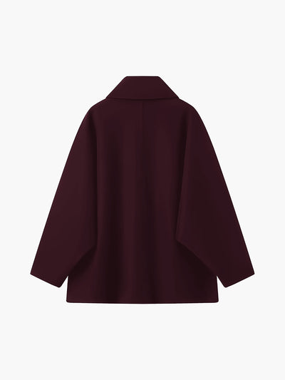 Women’s Cropped Wool Trench Coat | Oversized Double Breasted Jacket