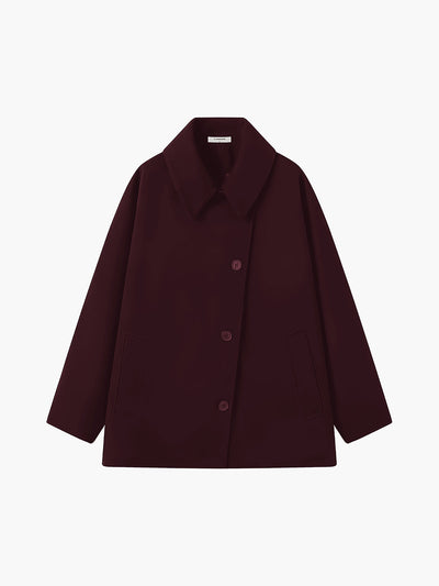Women’s Cropped Wool Trench Coat | Oversized Double Breasted Jacket