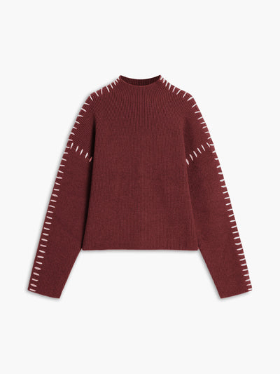 Women’s Oversized Mock Neck Sweater | Soft Ribbed Knit Pullover