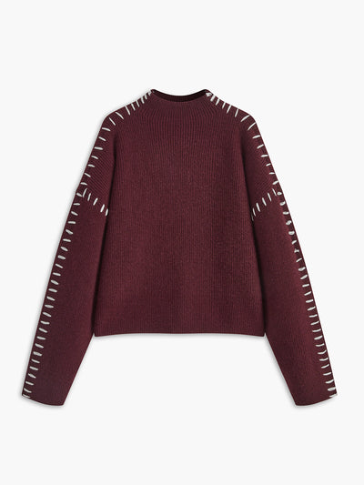 Women’s Oversized Mock Neck Sweater | Soft Ribbed Knit Pullover