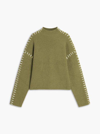 Women’s Oversized Mock Neck Sweater | Soft Ribbed Knit Pullover
