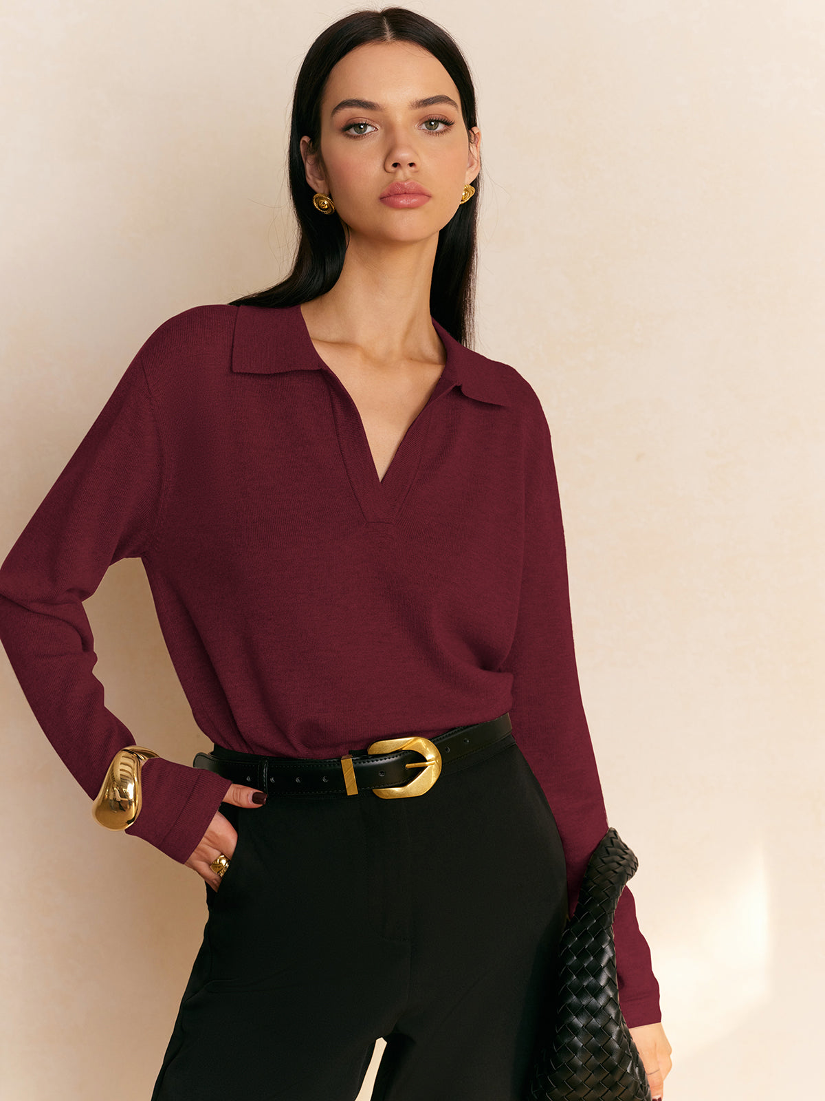 Women’s Collared Pullover Sweater | Soft Knit Long Sleeve Top