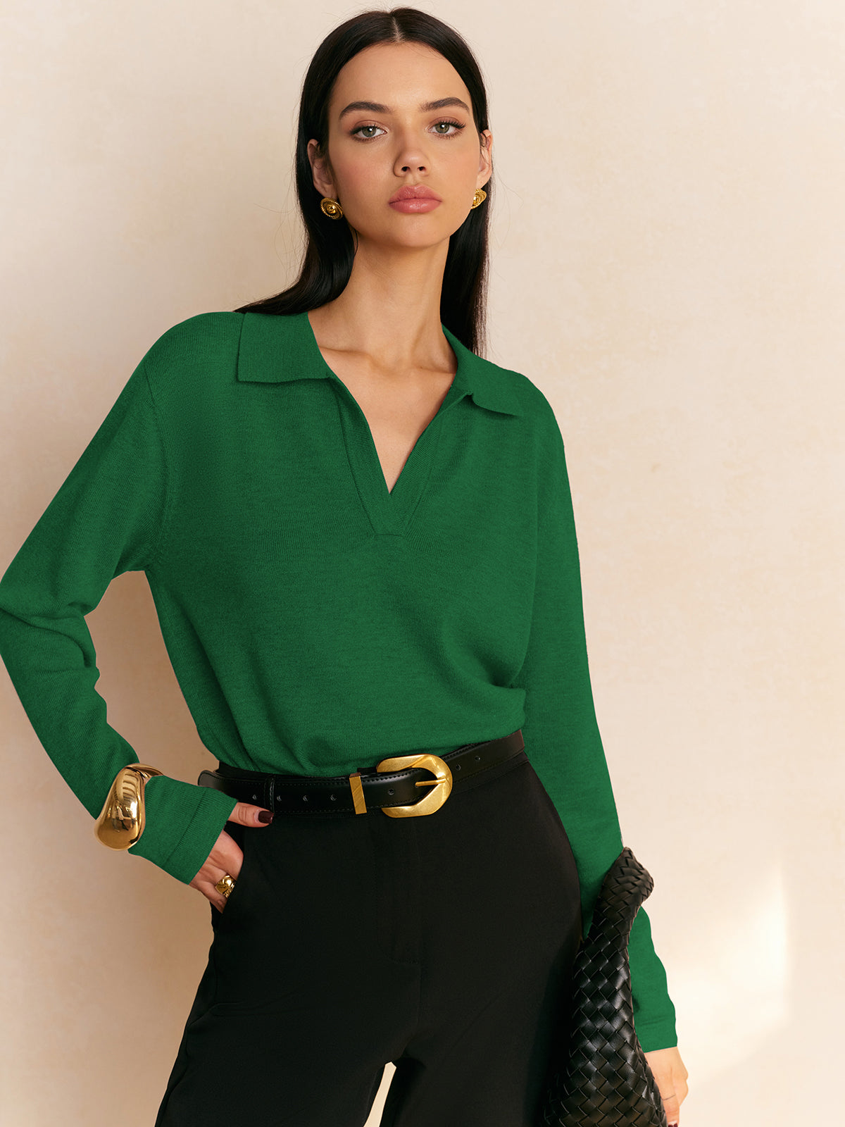 Women’s Collared Pullover Sweater | Soft Knit Long Sleeve Top