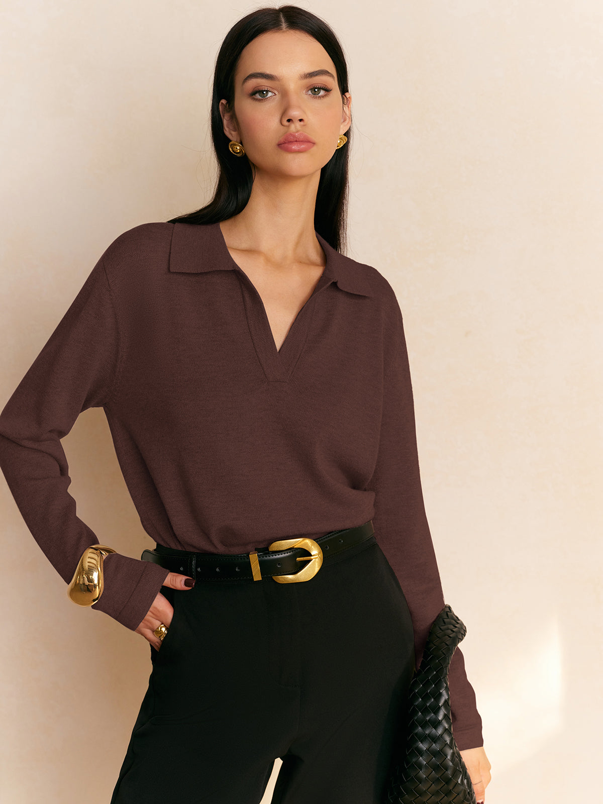 Women’s Collared Pullover Sweater | Soft Knit Long Sleeve Top