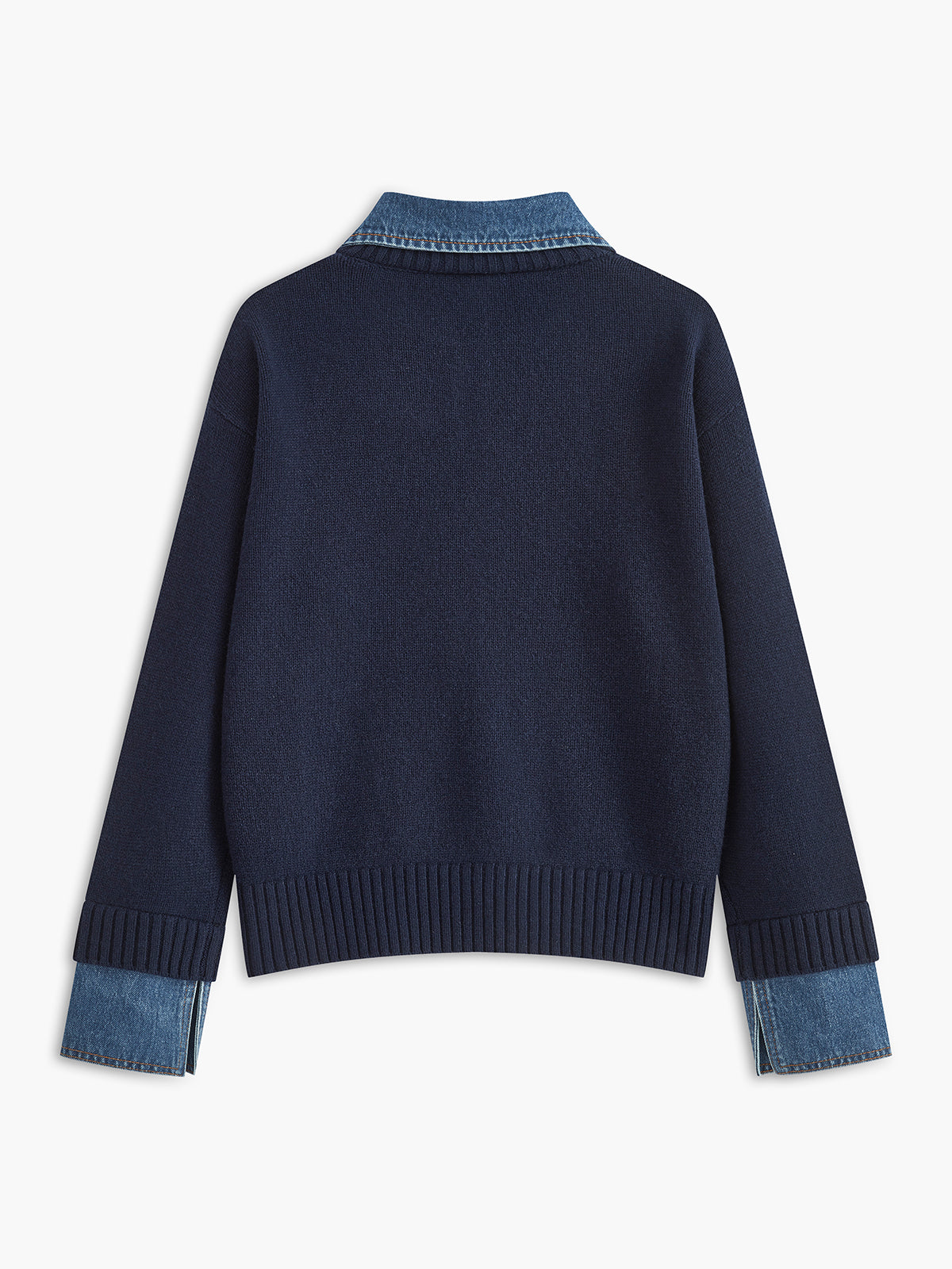 Women’s Two Tone Sweater | Collared Knit Pullover