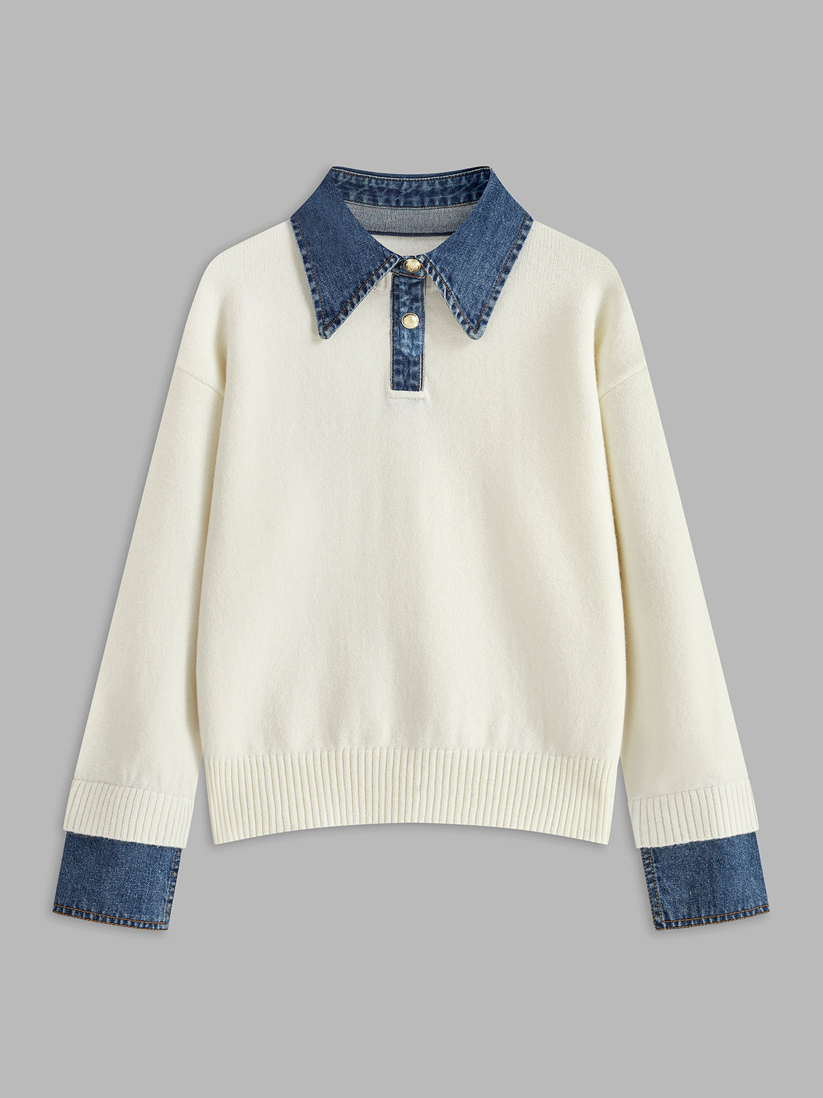 Women’s Two Tone Sweater | Collared Knit Pullover