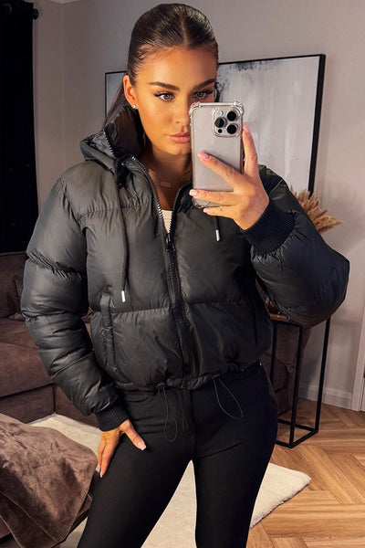 Women’s Waterproof Puffer Jacket | Black Hooded Quilted Winter Coat