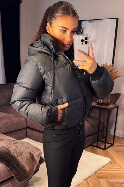 Women’s Waterproof Puffer Jacket | Black Hooded Quilted Winter Coat